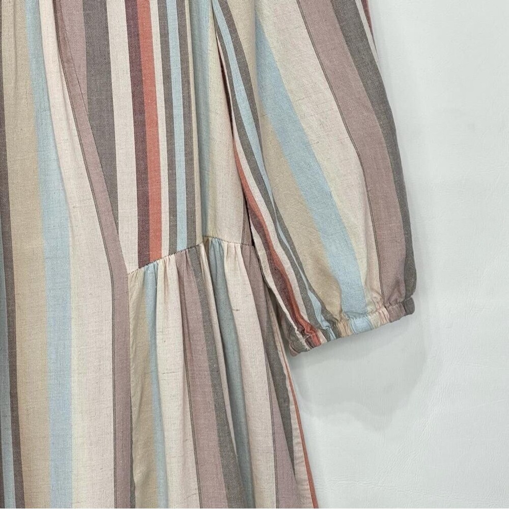 KNOX ROSE Women’s Size XS Boho Flowy Stripe Shift Dress Mulitcolor Linen Blend - Picture 13 of 16